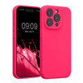 kwmobile Handyhülle kompatibel mit Apple iPhone 15 Pro Hülle - gummierte Handy Case aus Silikon in Neon Pink Neon Pink  
