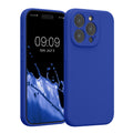 kwmobile Handyhülle kompatibel mit Apple iPhone 15 Pro Hülle - gummierte Handy Case aus Silikon in Baltik Blau Baltik Blau  