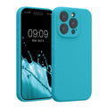 kwmobile Handyhülle kompatibel mit Apple iPhone 15 Pro Hülle - gummierte Handy Case aus Silikon in Cool Glacier Cool Glacier  