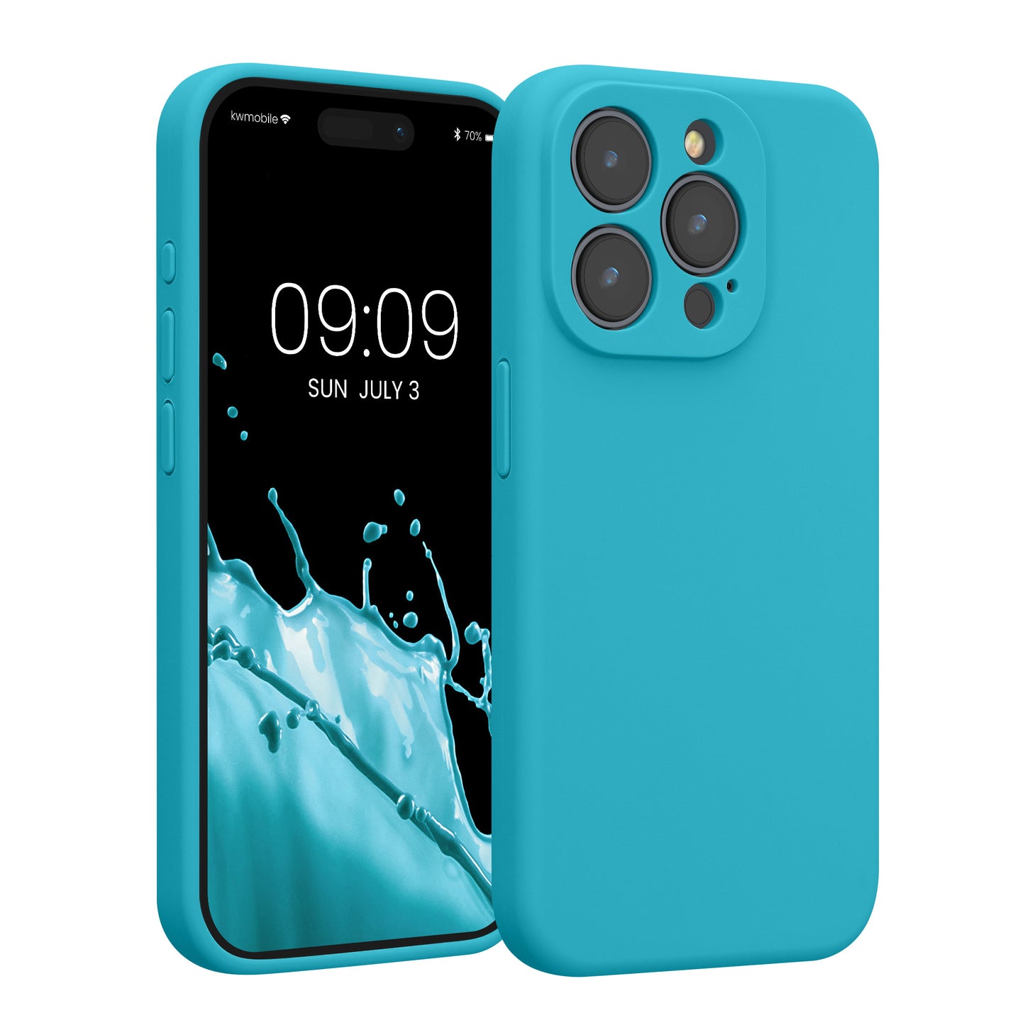kwmobile Handyhülle kompatibel mit Apple iPhone 15 Pro Hülle - gummierte Handy Case aus Silikon in Cool Glacier Cool Glacier  