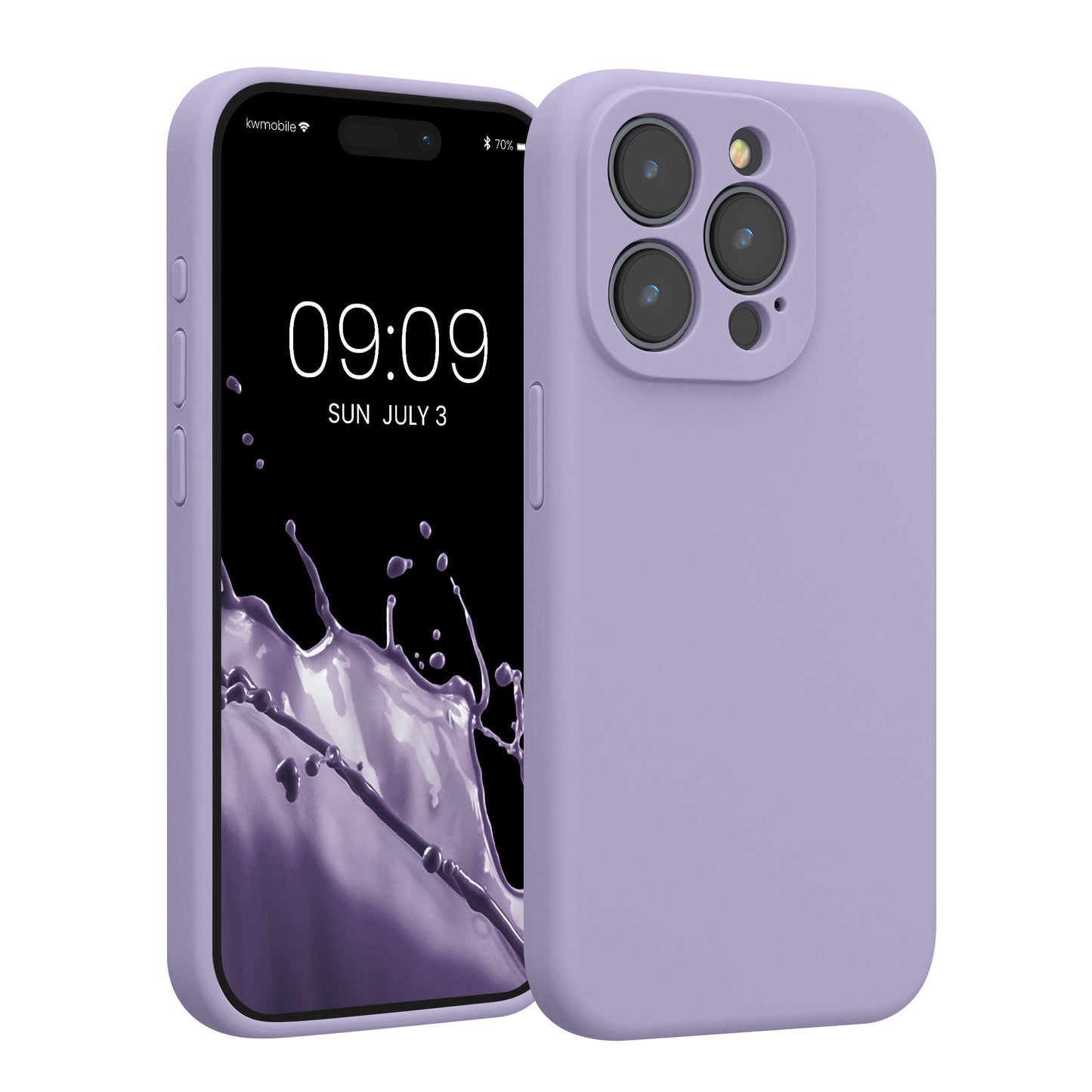 kwmobile Handyhülle kompatibel mit Apple iPhone 15 Pro Hülle - gummierte Handy Case aus Silikon in Lavendel Lavendel  