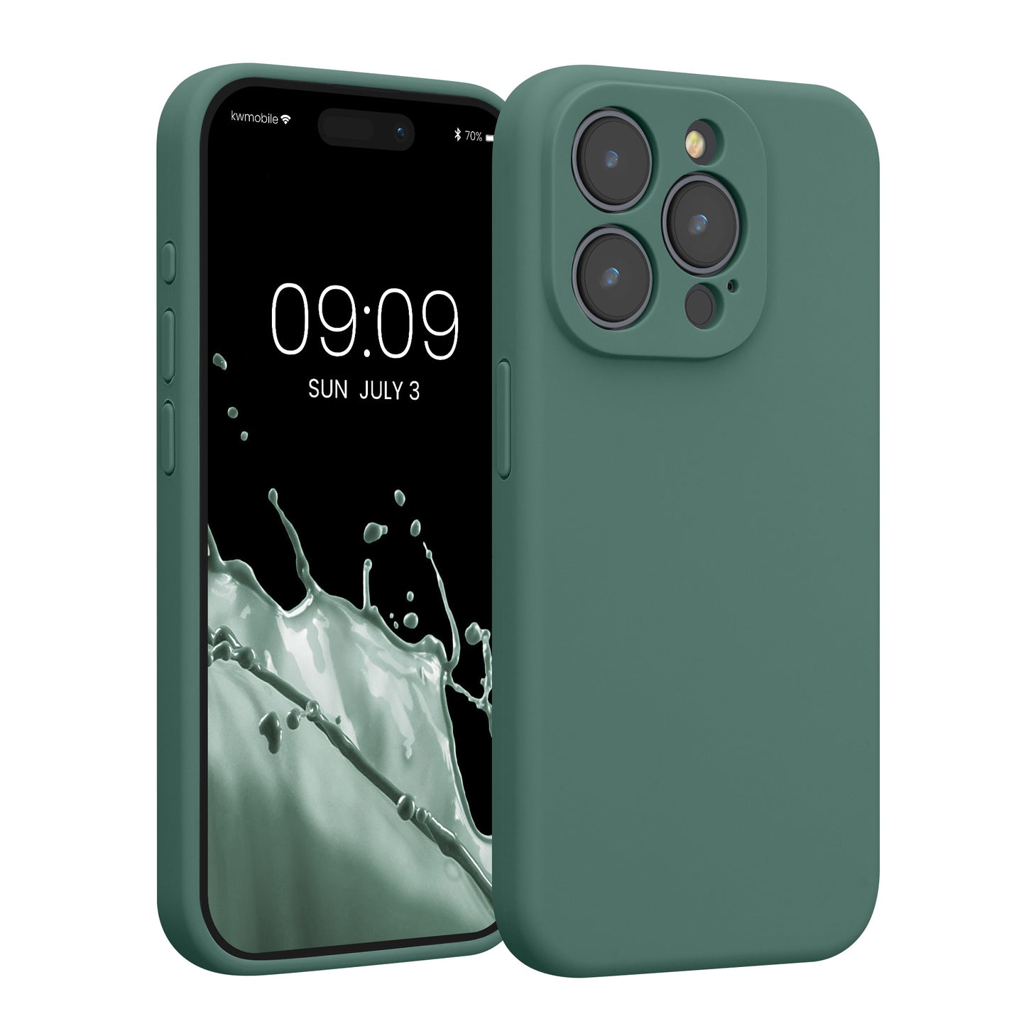 kwmobile Handyhülle kompatibel mit Apple iPhone 15 Pro Hülle - gummierte Handy Case aus Silikon in Tannengrün Tannengrün  