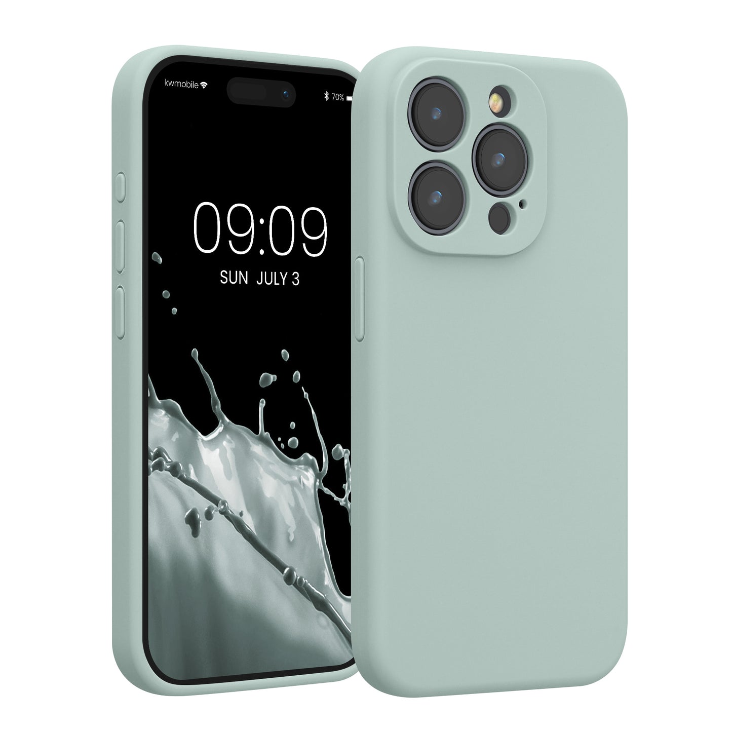 kwmobile Handyhülle kompatibel mit Apple iPhone 15 Pro Hülle - gummierte Handy Case aus Silikon in Cool Mint Cool Mint  
