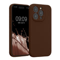 kwmobile Handyhülle kompatibel mit Apple iPhone 15 Pro Hülle - gummierte Handy Case aus Silikon in Chocolate Chocolate  