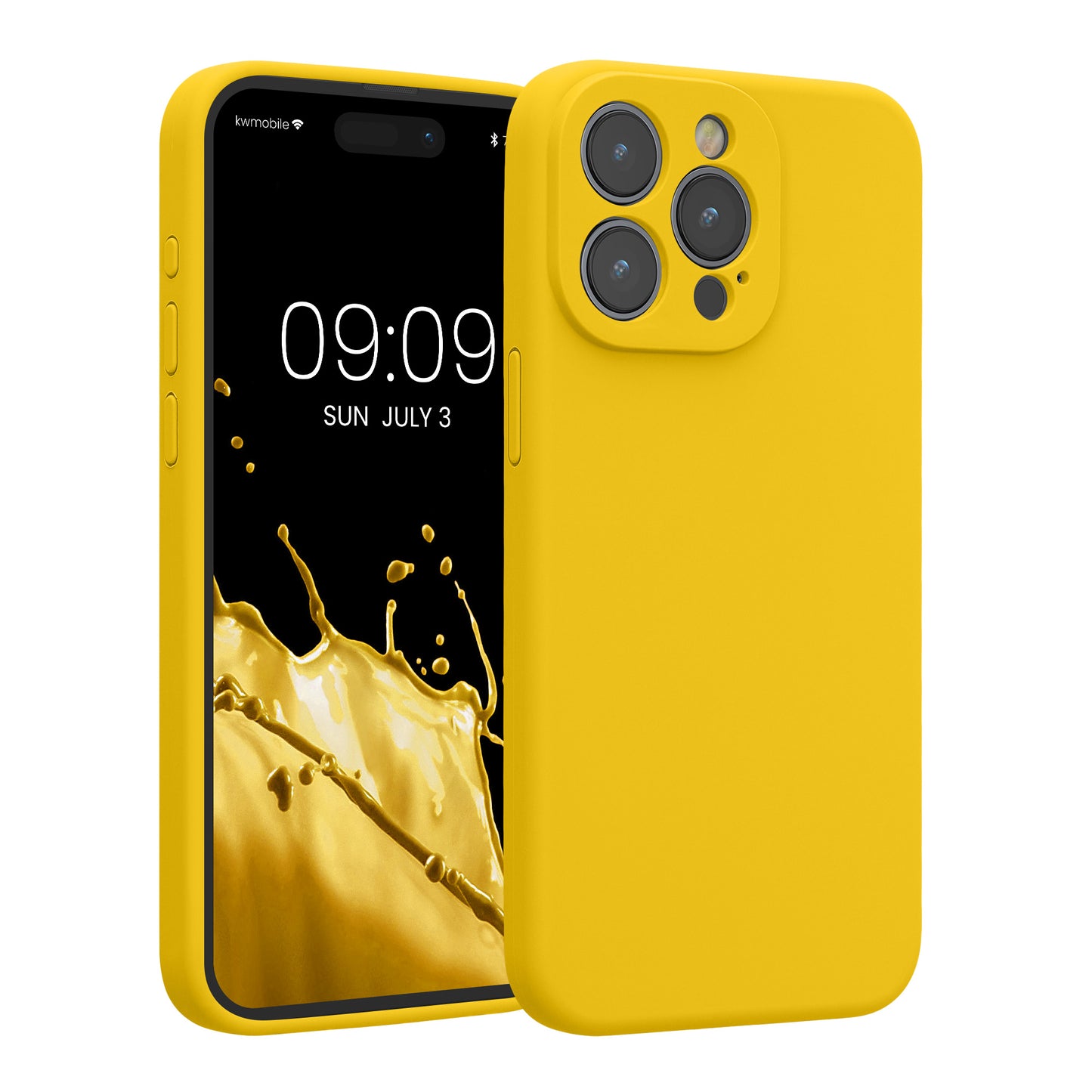 kwmobile Handyhülle kompatibel mit Apple iPhone 15 Pro Max Hülle - gummierte Handy Case aus Silikon in Strahlend Gelb Strahlend Gelb  