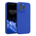 kwmobile Handyhülle kompatibel mit Apple iPhone 15 Pro Max Hülle - gummierte Handy Case aus Silikon in Baltik Blau Baltik Blau  