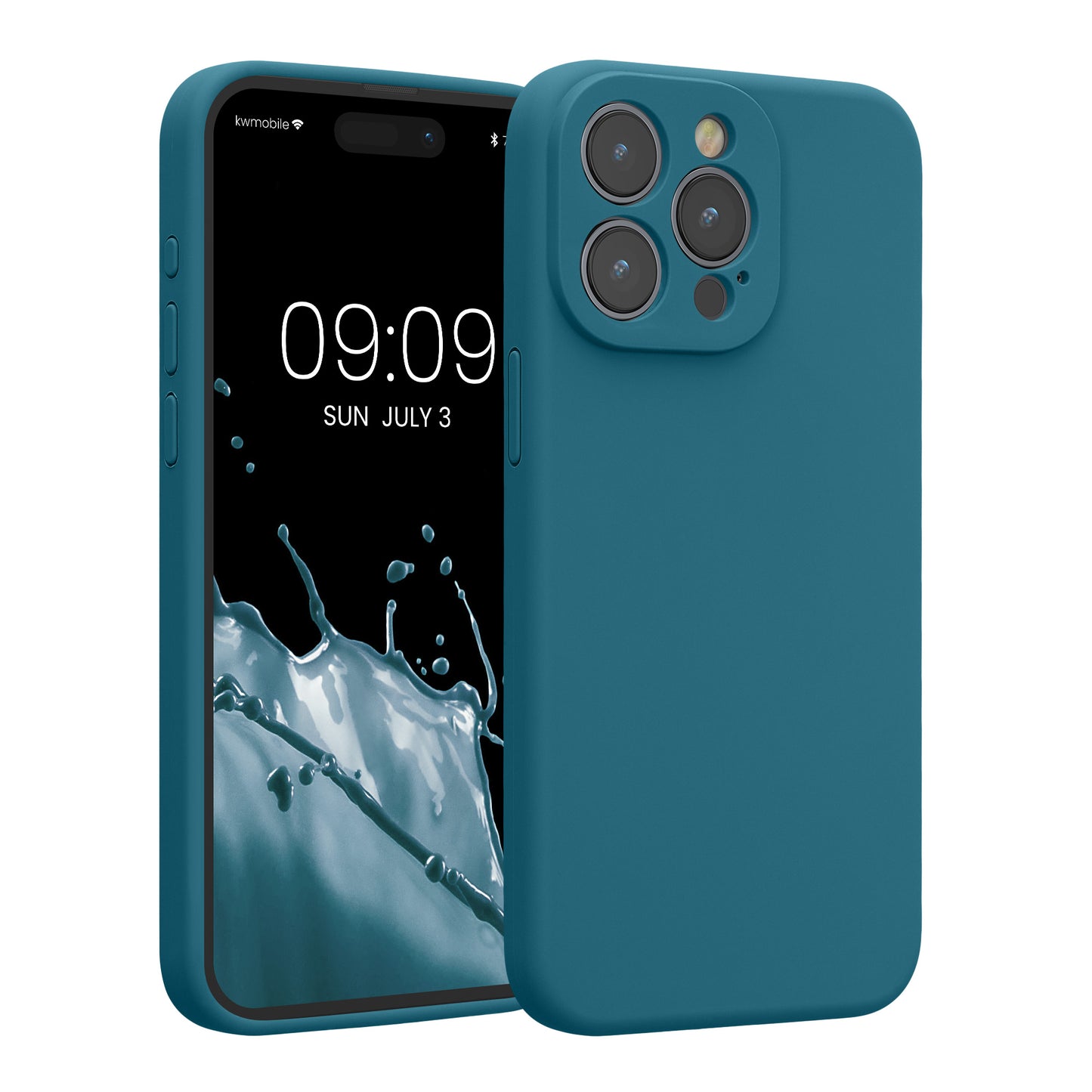 kwmobile Handyhülle kompatibel mit Apple iPhone 15 Pro Max Hülle - gummierte Handy Case aus Silikon in Petrol matt Petrol matt  