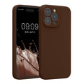 kwmobile Handyhülle kompatibel mit Apple iPhone 15 Pro Max Hülle - gummierte Handy Case aus Silikon in Chocolate Chocolate  