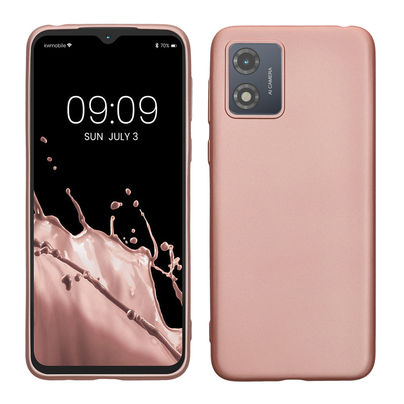 kwmobile Case kompatibel mit Motorola Moto E13 Hülle - Schutzhülle aus Silikon metallisch schimmernd - Handyhülle Metallic Rosegold Metallic Rosegold  