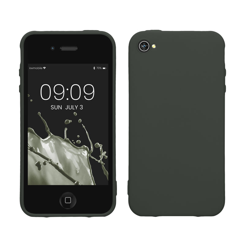 kwmobile Hülle kompatibel mit Apple iPhone 4 / 4S Hülle - weiches TPU Silikon Case - Cover geeignet für kabelloses Laden - Moosgrün Moosgrün  