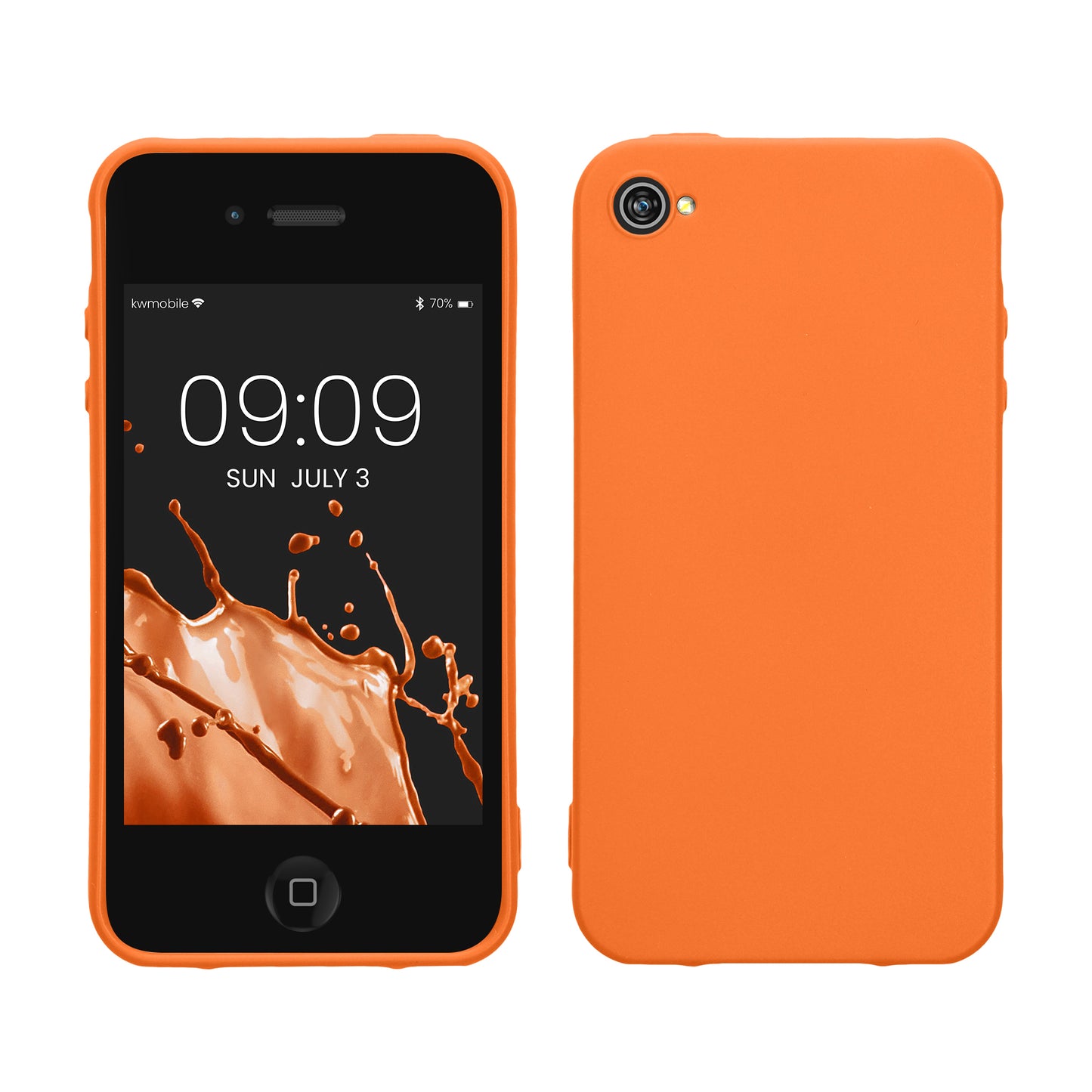 kwmobile Hülle kompatibel mit Apple iPhone 4 / 4S Hülle - weiches TPU Silikon Case - Cover geeignet für kabelloses Laden - Fruity Orange Fruity Orange  