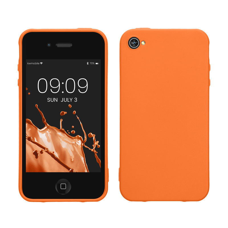 kwmobile Hülle kompatibel mit Apple iPhone 4 / 4S Hülle - weiches TPU Silikon Case - Cover geeignet für kabelloses Laden - Fruity Orange Fruity Orange  