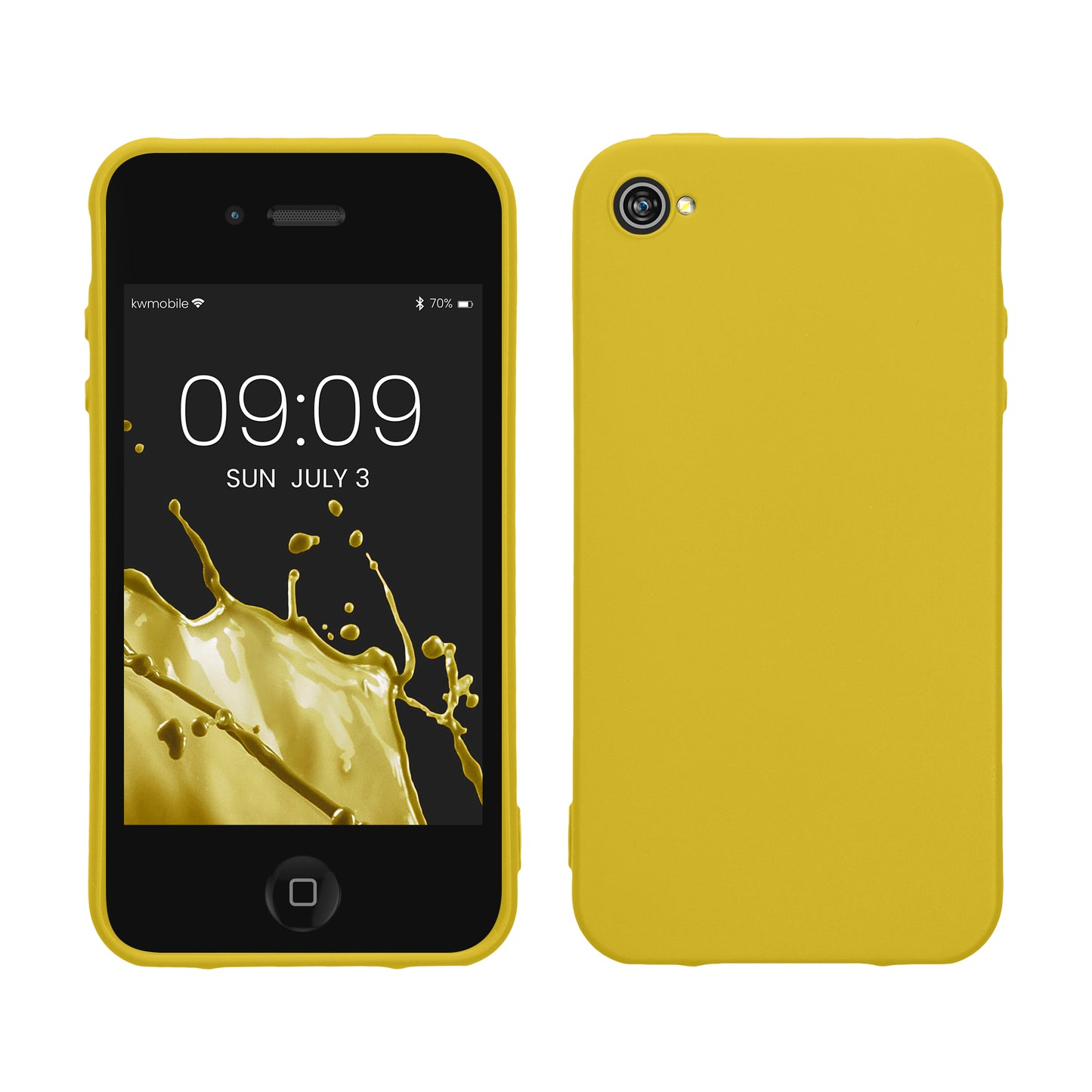 kwmobile Hülle kompatibel mit Apple iPhone 4 / 4S Hülle - weiches TPU Silikon Case - Cover geeignet für kabelloses Laden - Strahlend Gelb Strahlend Gelb  