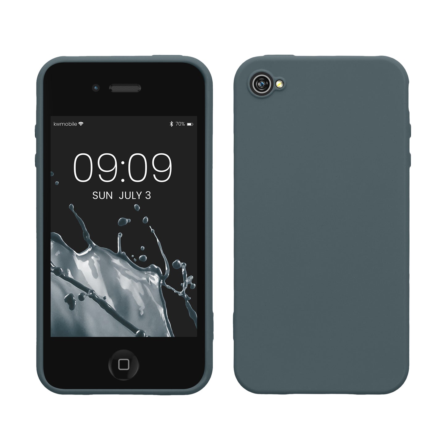 kwmobile Hülle kompatibel mit Apple iPhone 4 / 4S Hülle - weiches TPU Silikon Case - Cover geeignet für kabelloses Laden - Dunkler Schiefer Dunkler Schiefer  