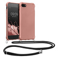 kwmobile Necklace Case kompatibel mit Apple iPhone SE (2022) / iPhone SE (2020) / iPhone 8 / iPhone 7 Hülle - Cover mit Kordel zum Umhängen - Silikon Schutzhülle Metallic Rosegold Metallic Rosegold  