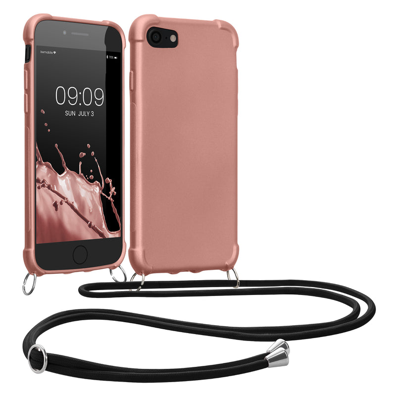 kwmobile Necklace Case compatible with Apple iPhone SE (2022) / iPhone SE (2020) / iPhone 8 / iPhone 7 - Cover with Lanyard - Silicone Protective Case