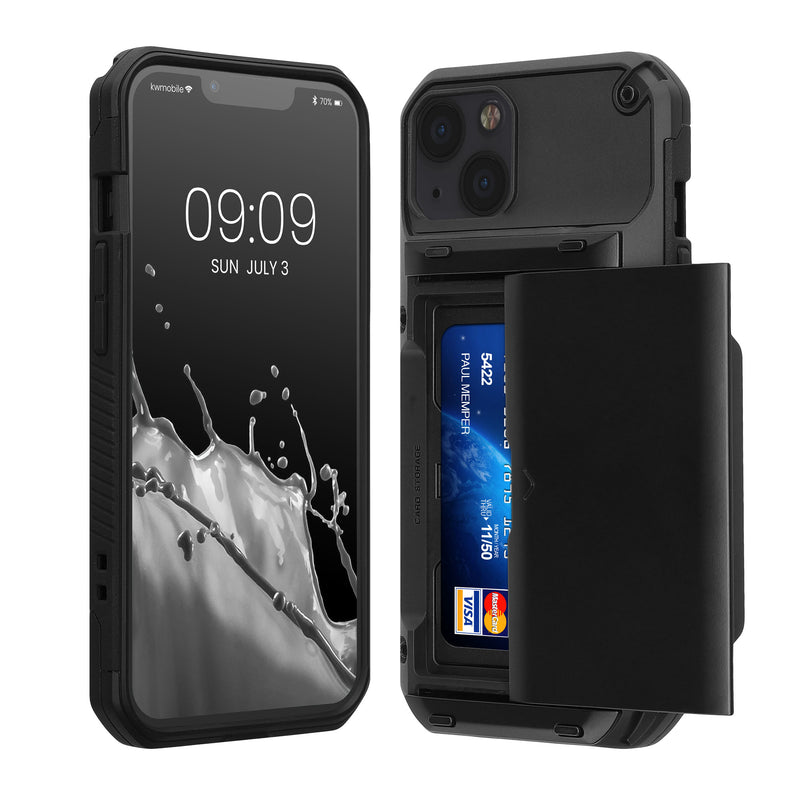 kwmobile Premium Phone Case compatible with Apple iPhone 13 Smartphone Protective Cover with Card Slot for up to 4 Cards