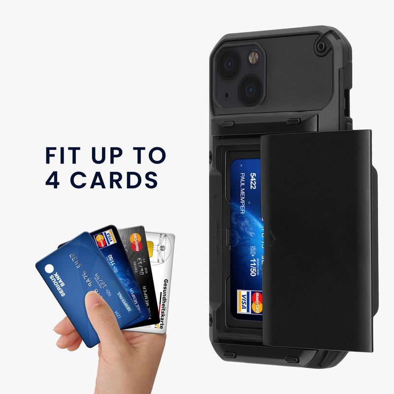 kwmobile Premium Phone Case compatible with Apple iPhone 13 Smartphone Protective Cover with Card Slot for up to 4 Cards