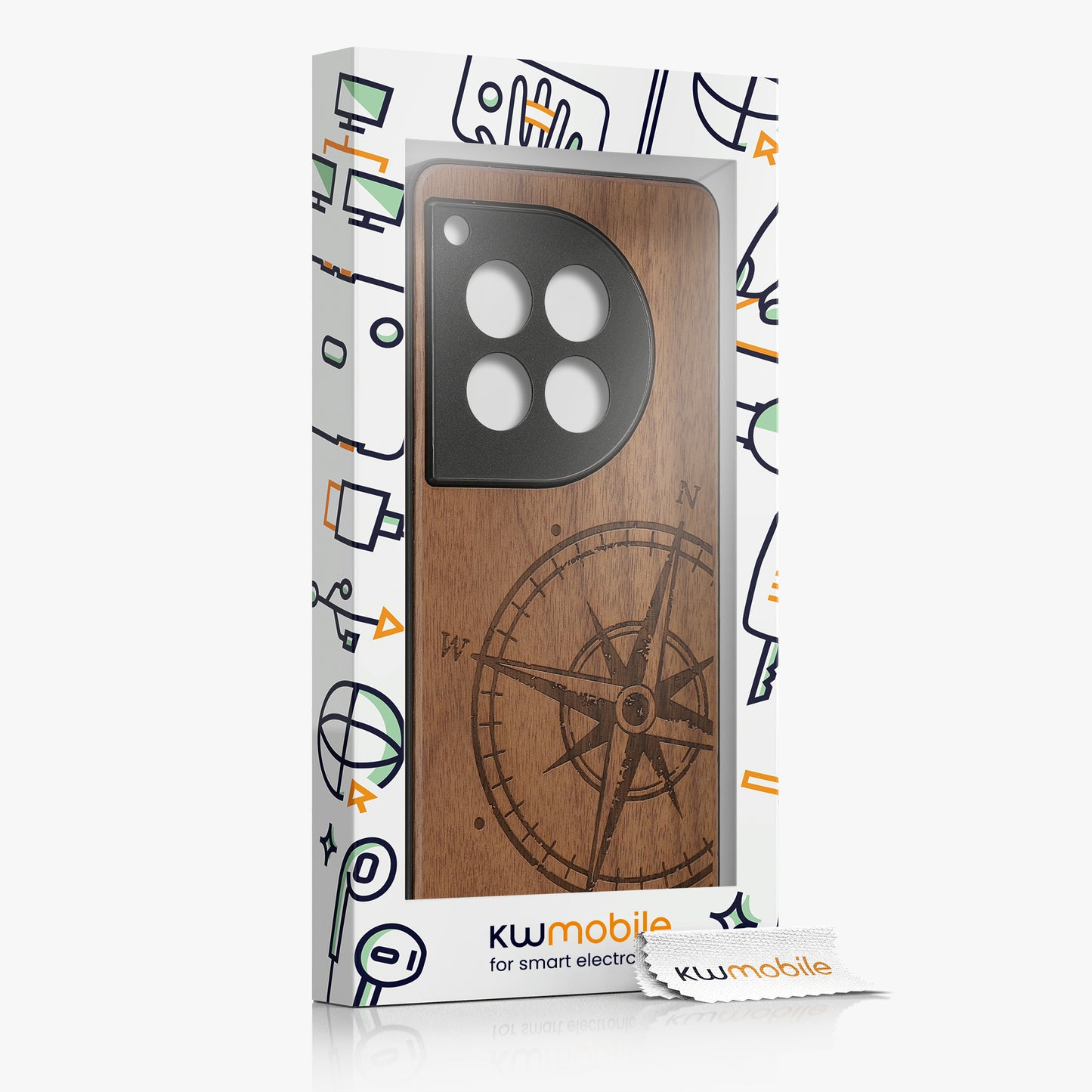 kwmobile Case Compatible with OnePlus 12 - Phone Cover - TPU Phone Case Compass Vintage