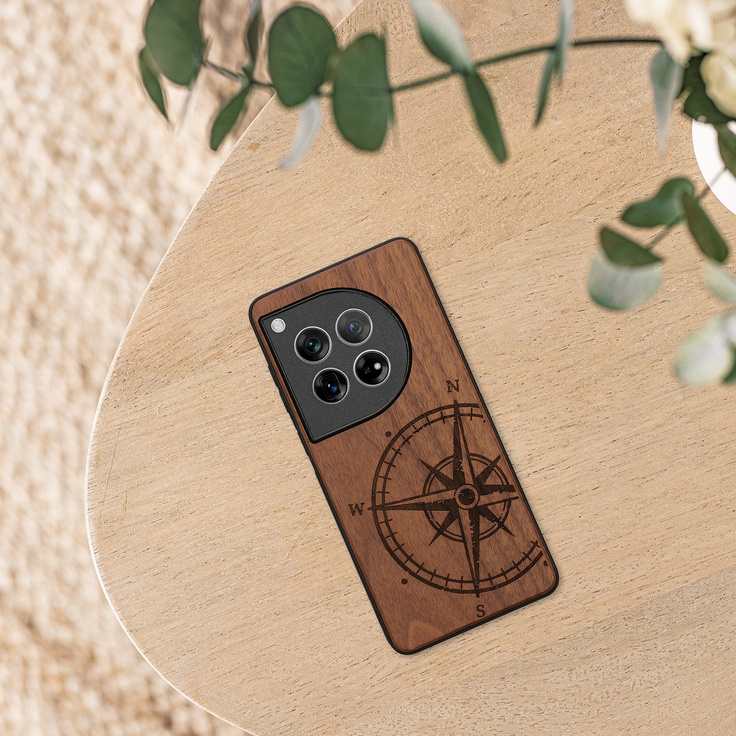 kwmobile Case Compatible with OnePlus 12 - Phone Cover - TPU Phone Case Compass Vintage