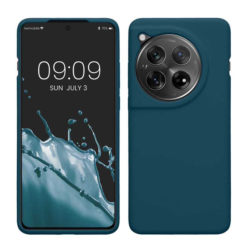 kwmobile Hülle kompatibel mit OnePlus 12 Hülle - Silikon Handy Case - Handyhülle weiche Oberfläche - kabelloses Laden - Petrol Petrol  