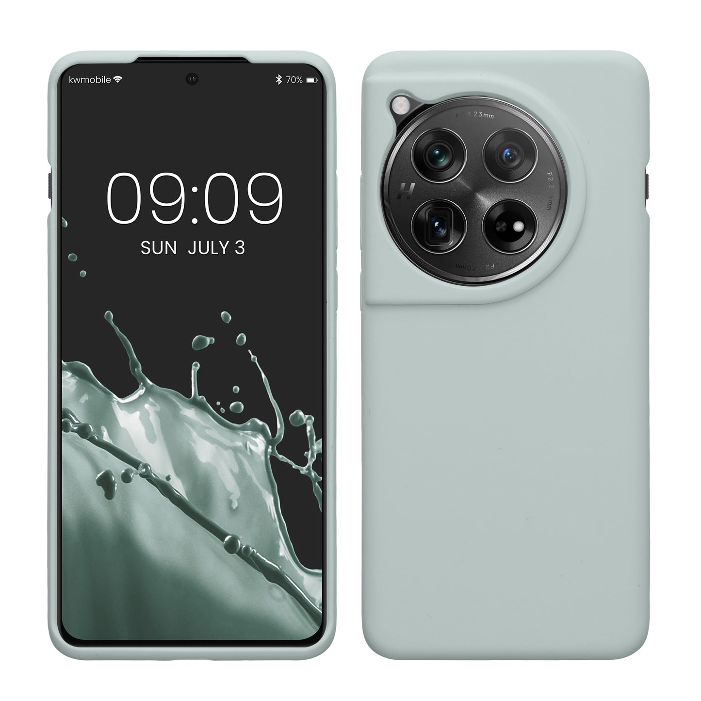 kwmobile Hülle kompatibel mit OnePlus 12 Hülle - Silikon Handy Case - Handyhülle weiche Oberfläche - kabelloses Laden - Cool Mint Cool Mint  