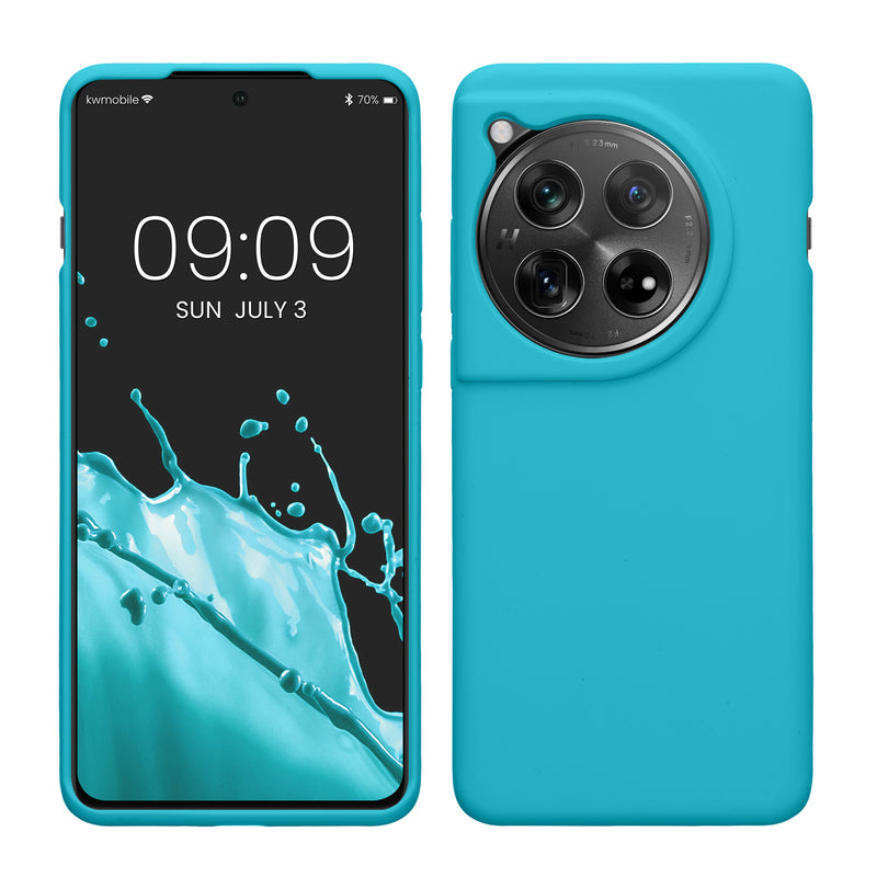 kwmobile Hülle kompatibel mit OnePlus 12 Hülle - Silikon Handy Case - Handyhülle weiche Oberfläche - kabelloses Laden - Cool Glacier Cool Glacier  