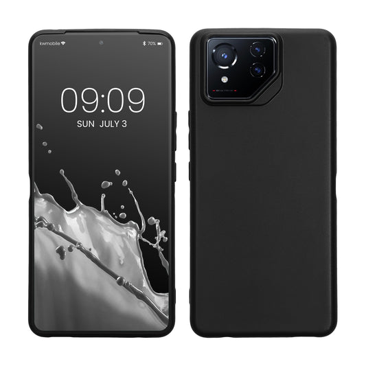 kwmobile Hülle kompatibel mit ASUS ROG Phone 8 Pro Hülle - weiches TPU Silikon Case - Cover geeignet für kabelloses Laden - Schwarz matt Schwarz matt  