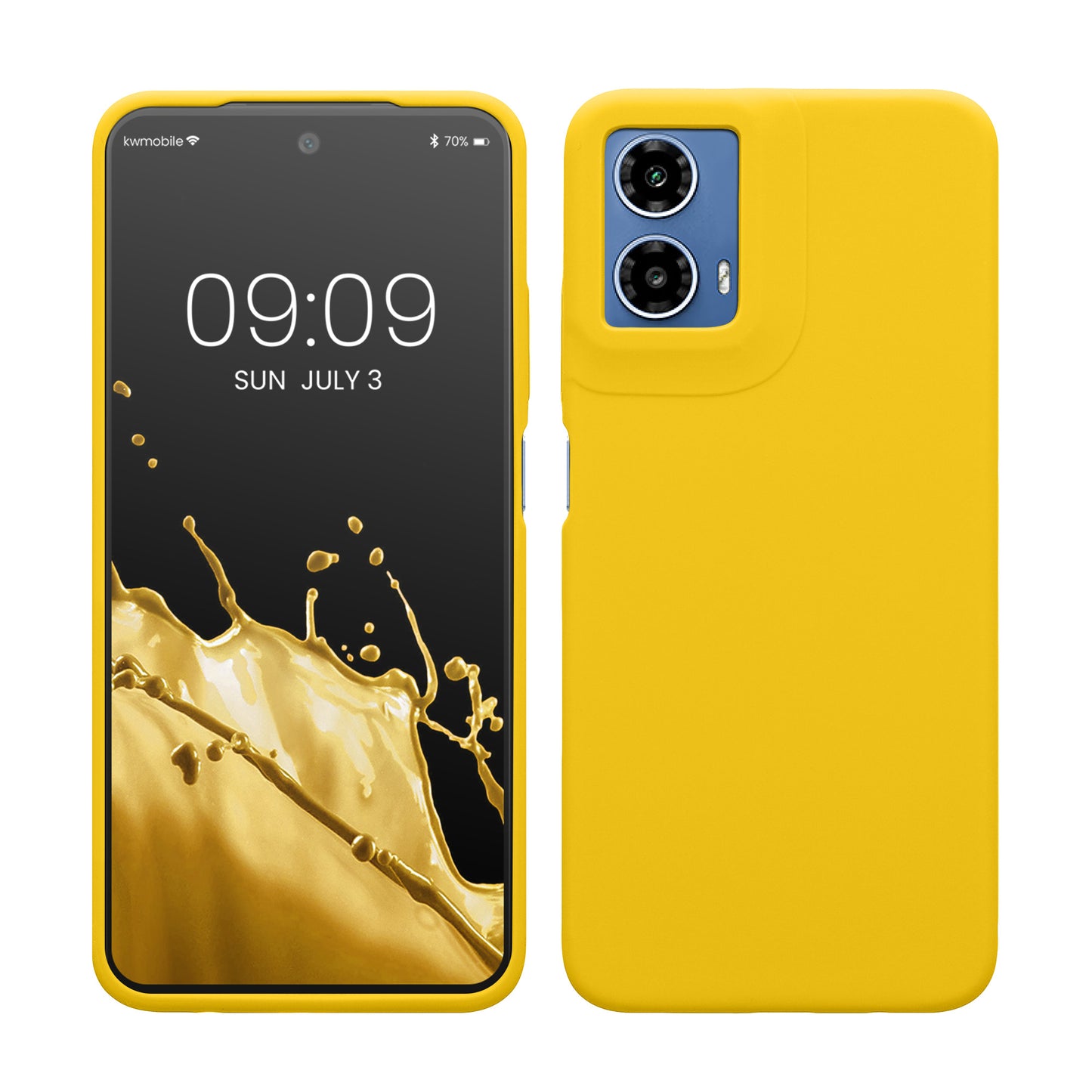 kwmobile Hülle kompatibel mit Motorola Moto G34 5G Hülle - Silikon Handy Case - Handyhülle weiche Oberfläche - kabelloses Laden - Strahlend Gelb Strahlend Gelb  