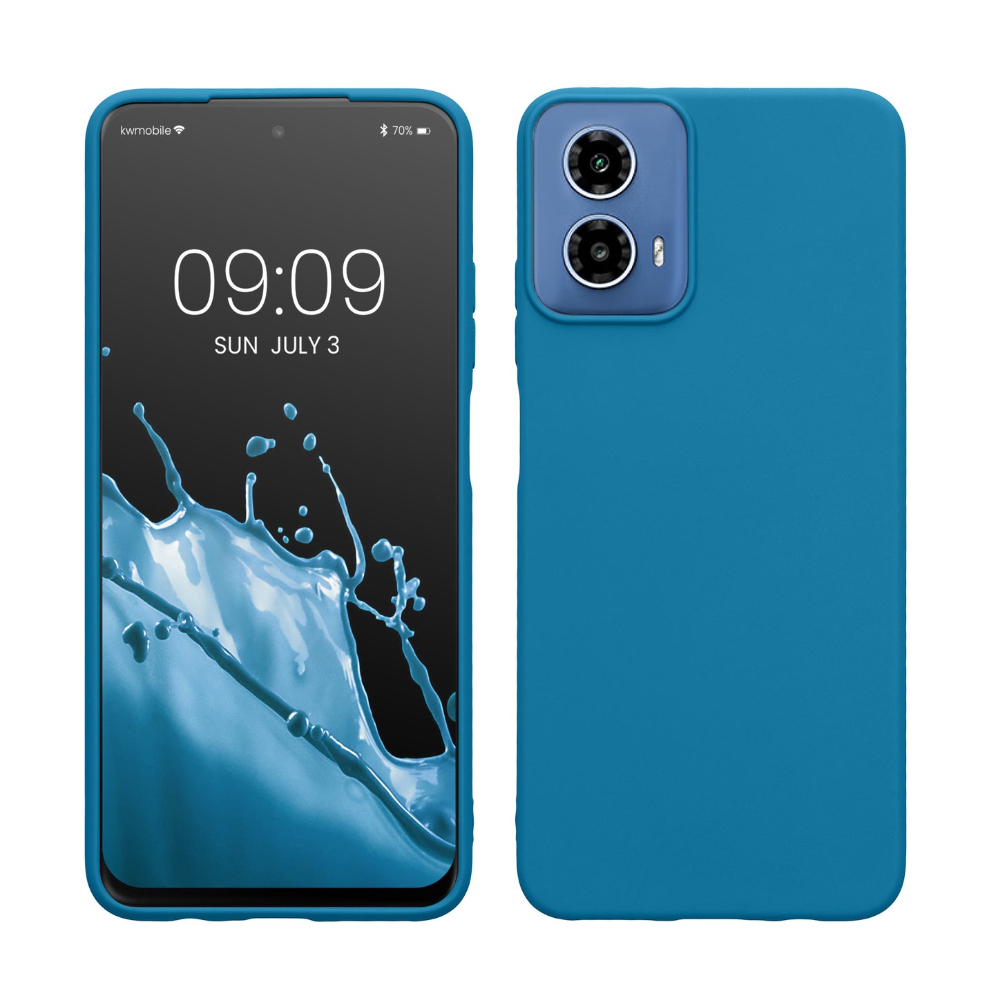 kwmobile Hülle kompatibel mit Motorola Moto G34 5G Hülle - weiches TPU Silikon Case - Cover geeignet für kabelloses Laden - Karibikblau Karibikblau  
