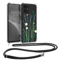 kwmobile Necklace Case kompatibel mit Motorola Moto G54 5G Hülle - Silikon Cover mit Handykette - Lavendel Grün Transparent Blumenhalme Lavendel Lavendel  [dsg02]