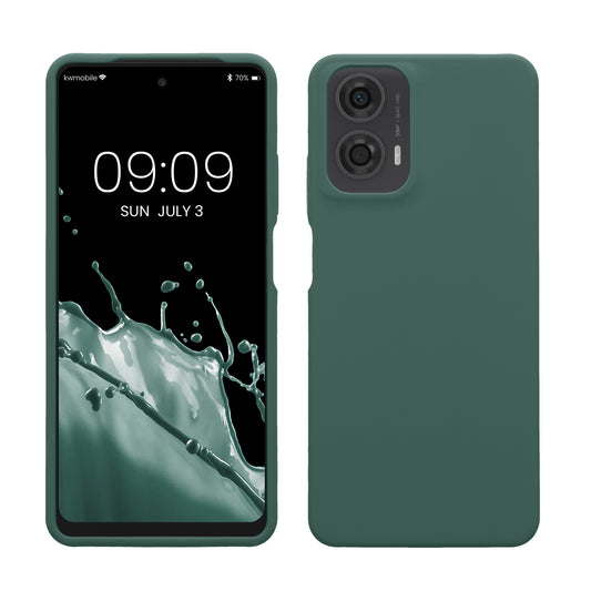 kwmobile Hülle kompatibel mit Motorola Moto G24 / E14 / G04 / G04s Hülle - Silikon Handy Case - Handyhülle weiche Oberfläche - kabelloses Laden - Tannengrün Tannengrün  