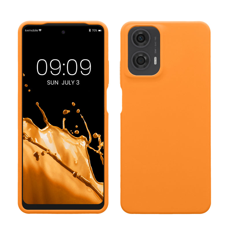 kwmobile Hülle kompatibel mit Motorola Moto G24 / E14 / G04 / G04s Hülle - Silikon Handy Case - Handyhülle weiche Oberfläche - kabelloses Laden - Fruity Orange Fruity Orange  
