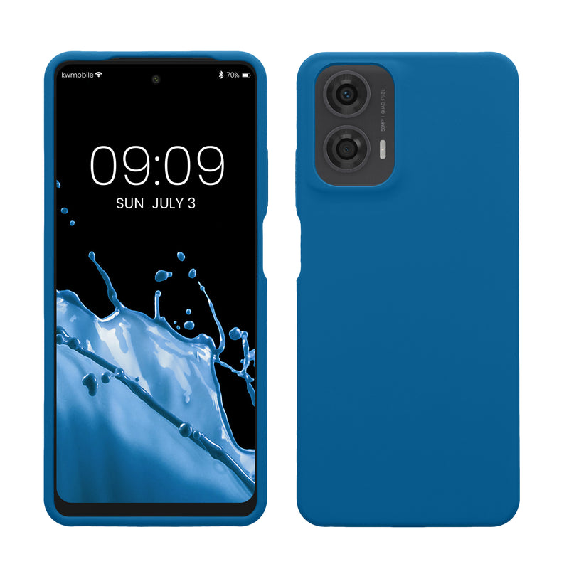 kwmobile Hülle kompatibel mit Motorola Moto G24 / E14 / G04 / G04s Hülle - Silikon Handy Case - Handyhülle weiche Oberfläche - kabelloses Laden - Blue Reef Blue Reef  