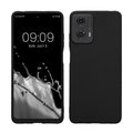 kwmobile Hülle kompatibel mit Motorola Moto G24 / E14 / G04 / G04s Hülle - weiches TPU Silikon Case - Cover geeignet für kabelloses Laden - Schwarz matt Schwarz matt  