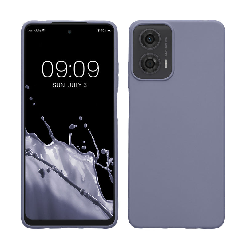 kwmobile Hülle kompatibel mit Motorola Moto G24 / E14 / G04 / G04s Hülle - weiches TPU Silikon Case - Cover geeignet für kabelloses Laden - Lavendelgrau Lavendelgrau  