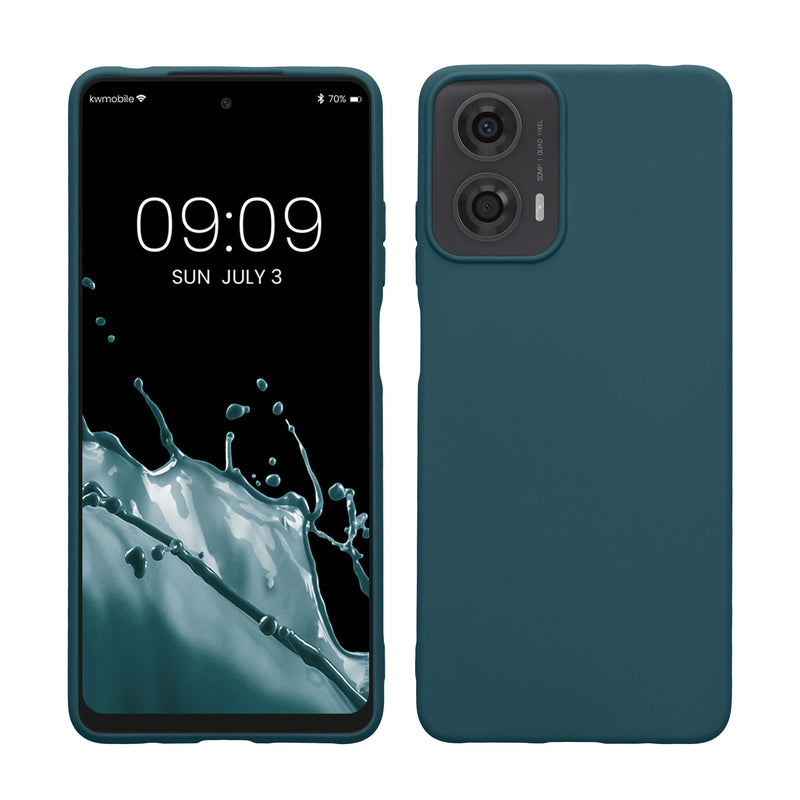 kwmobile Hülle kompatibel mit Motorola Moto G24 / E14 / G04 / G04s Hülle - weiches TPU Silikon Case - Cover geeignet für kabelloses Laden - Petrol Petrol  