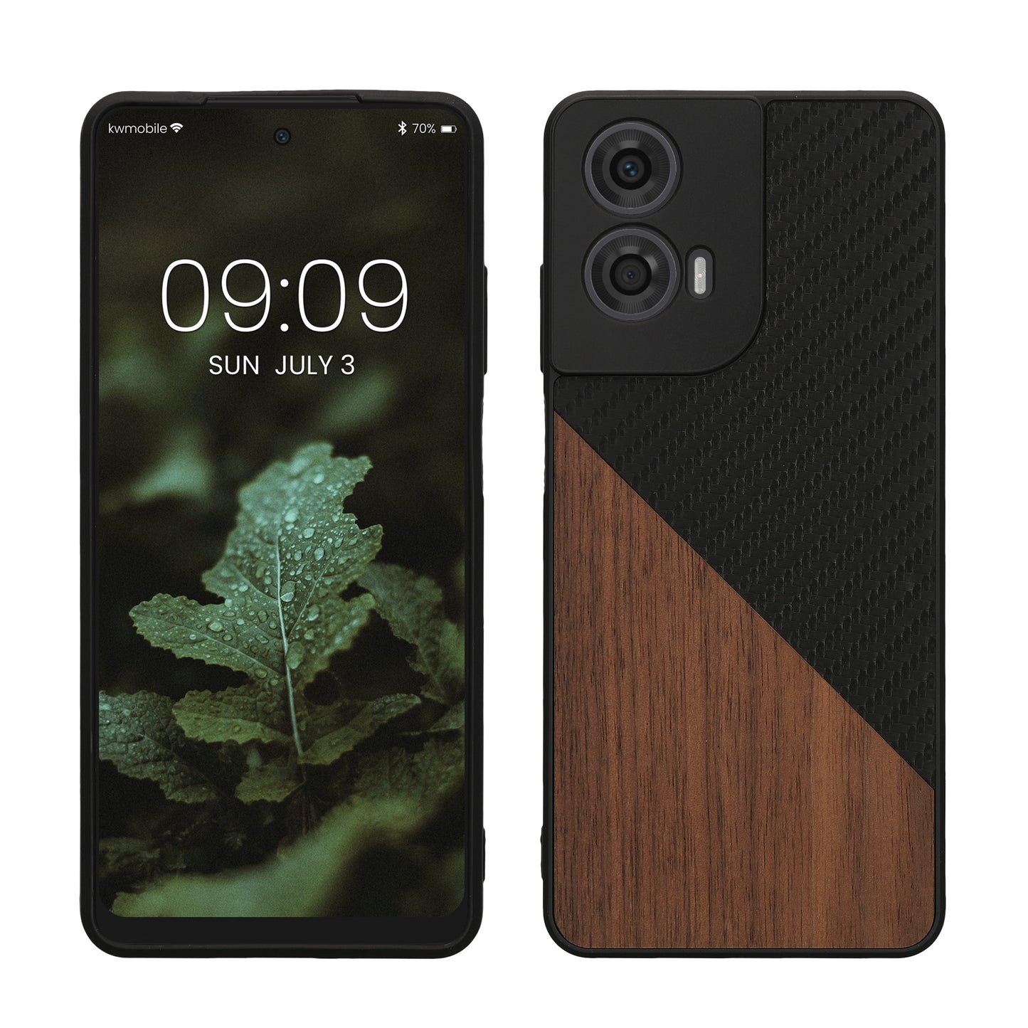 kwmobile Hülle kompatibel mit Motorola Moto G24 / E14 / G04 / G04s - Handyhülle - Handy Schutzhülle - Smartphone Cover - Dunkelbraun Schwarz Dunkelbraun  