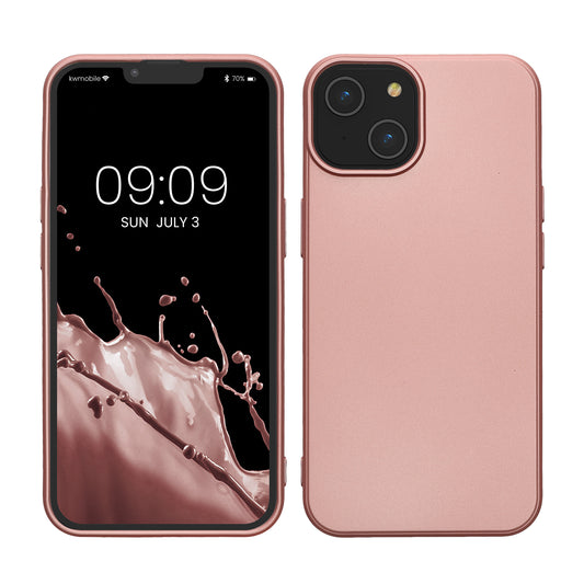 kwmobile Case kompatibel mit Apple iPhone 14 Hülle - Schutzhülle aus Silikon metallisch schimmernd - Handyhülle Metallic Rosegold Metallic Rosegold  
