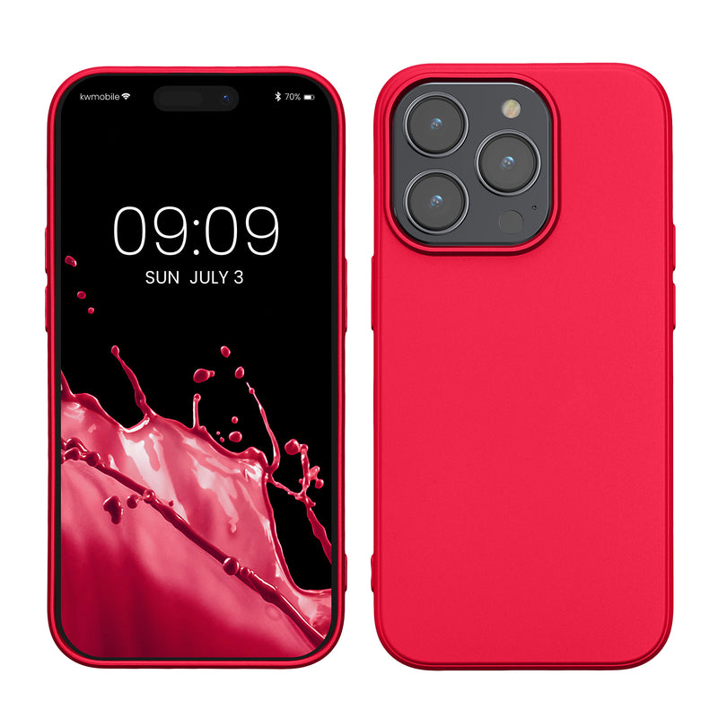 kwmobile Case kompatibel mit Apple iPhone 14 Pro Hülle - Schutzhülle aus Silikon metallisch schimmernd - Handyhülle Metallic Pink Metallic Pink  