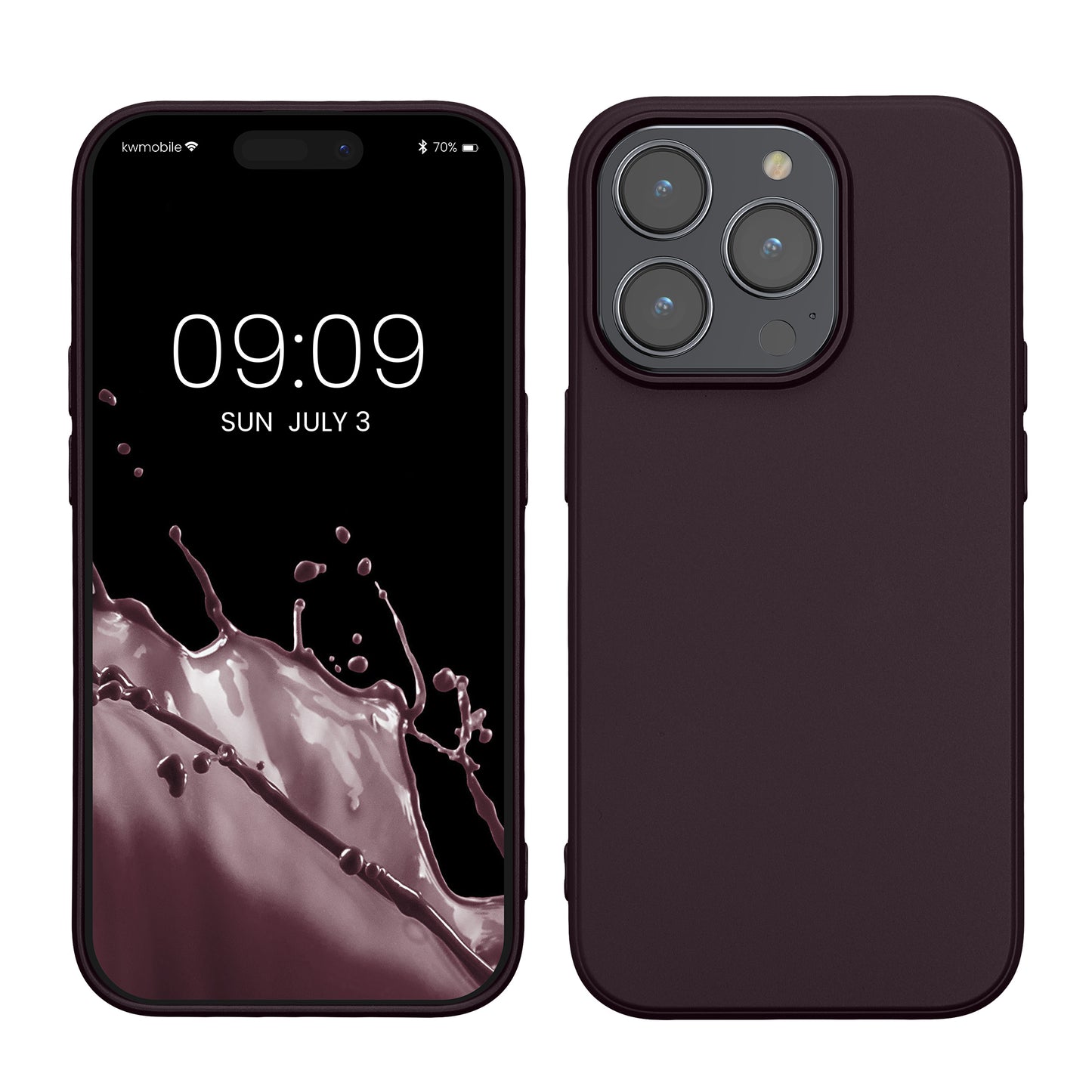 kwmobile Case kompatibel mit Apple iPhone 14 Pro Hülle - Schutzhülle aus Silikon metallisch schimmernd - Handyhülle Metallic Brombeere Metallic Brombeere  