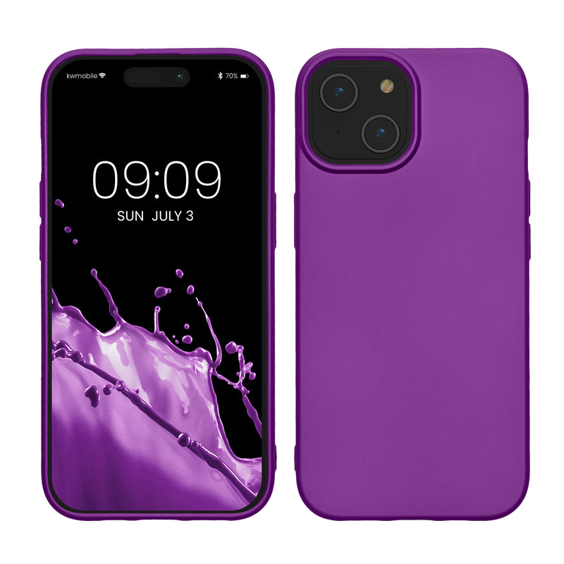 kwmobile Case kompatibel mit Apple iPhone 15 Hülle - Schutzhülle aus Silikon metallisch schimmernd - Handyhülle Metallic Violett Metallic Violett  