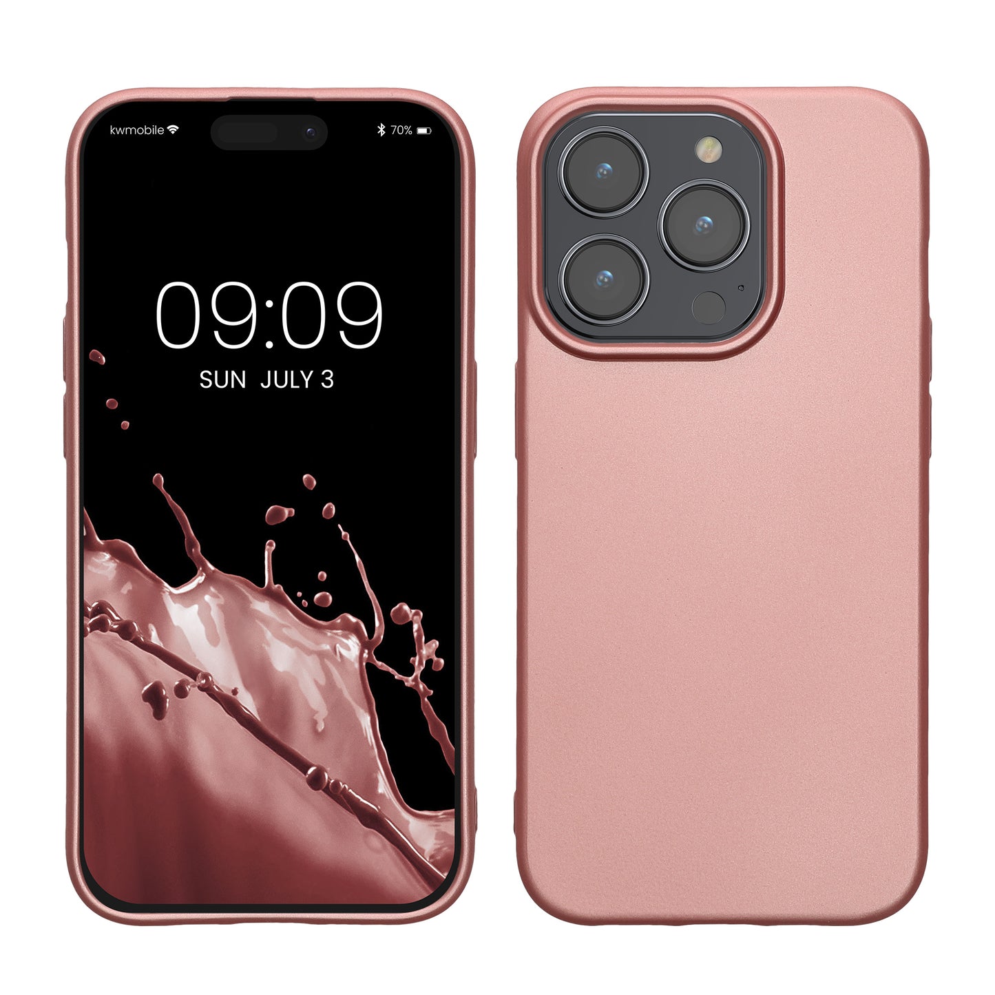 kwmobile Case kompatibel mit Apple iPhone 15 Pro Hülle - Schutzhülle aus Silikon metallisch schimmernd - Handyhülle Metallic Rosegold Metallic Rosegold  