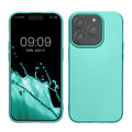 kwmobile Case kompatibel mit Apple iPhone 15 Pro Hülle - Schutzhülle aus Silikon metallisch schimmernd - Handyhülle Metallic Türkis Metallic Türkis  