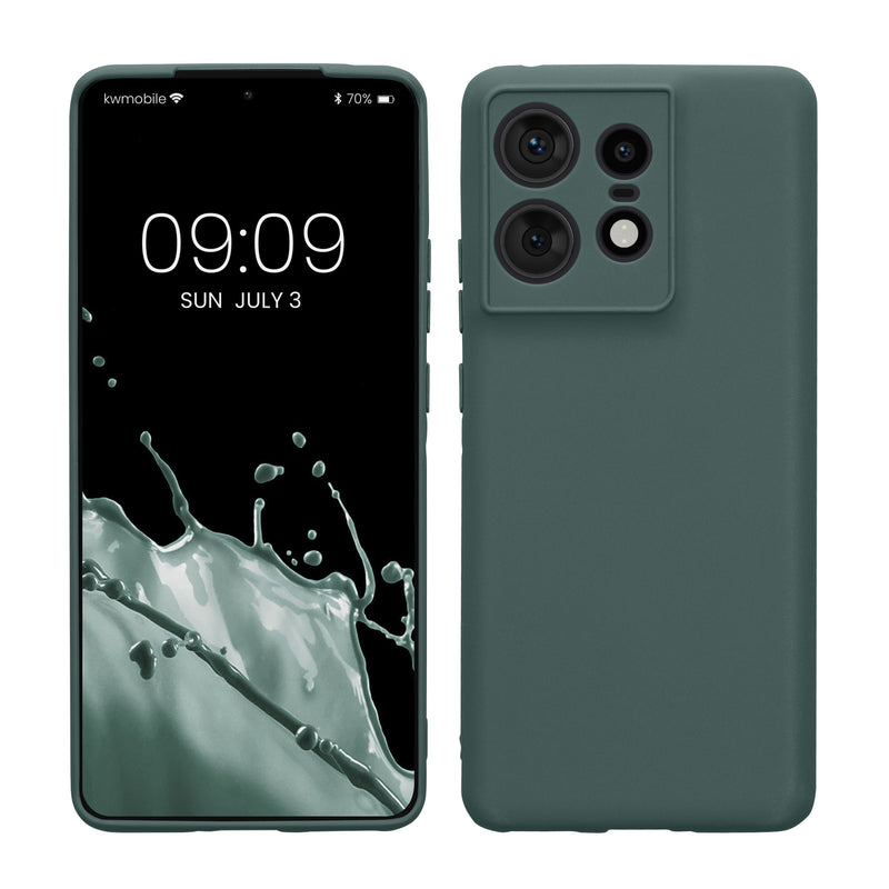 kwmobile Handyhülle kompatibel mit Motorola Edge 50 Pro Hülle - Handy Case aus weichem Silikon in Blaugrün Blaugrün  