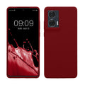 kwmobile Hülle kompatibel mit Motorola Edge 50 Fusion Hülle - Silikon Handy Case - Handyhülle weiche Oberfläche - kabelloses Laden - Rhabarber Rot Rhabarber Rot  