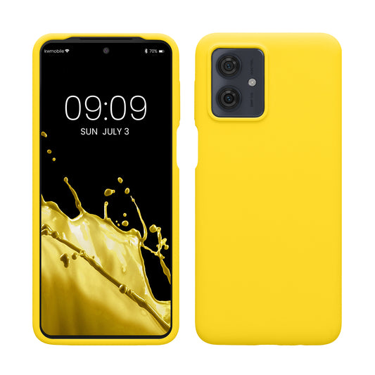 kwmobile Hülle kompatibel mit Motorola Moto G64 5G Hülle - Silikon Handy Case - Handyhülle weiche Oberfläche - kabelloses Laden - Strahlend Gelb Strahlend Gelb  