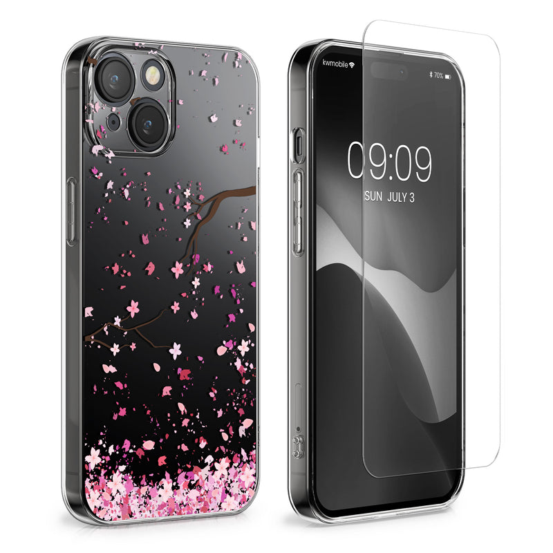 kwmobile Case Compatible with Apple iPhone 15 Phone Cover with Glass Screen Protector