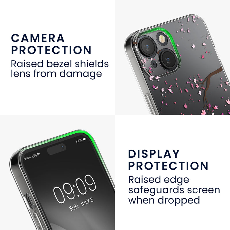 kwmobile Case Compatible with Apple iPhone 15 Phone Cover with Glass Screen Protector