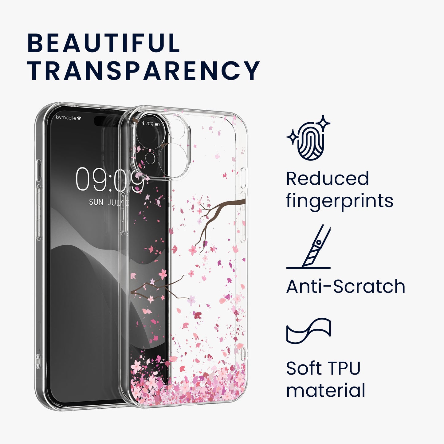kwmobile Case Compatible with Apple iPhone 15 Phone Cover with Glass Screen Protector